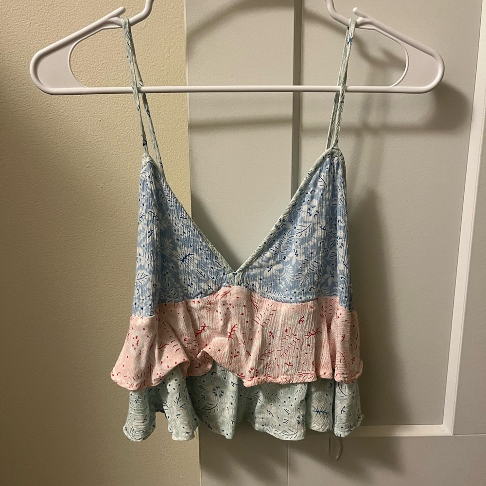 Ocean Drive Blue and Pink Crop Top